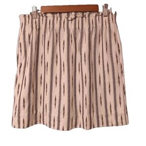 J. Crew Black & Cream Ikat Sidewalk Print Cotton Paper Bag Waisted Mini Skirt 10